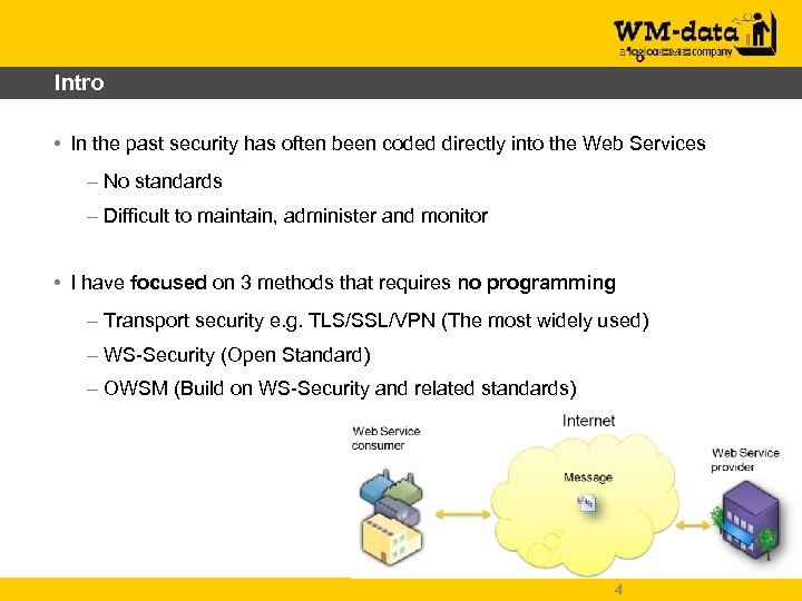 Intro • In the past security has often been coded directly into the Web