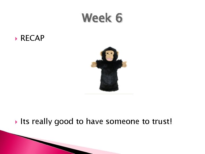 Week 6 RECAP Its really good to have someone to trust! 