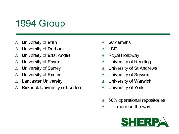 1994 Group D D D D University of Bath University of Durham University of