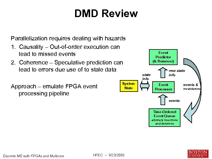 DMD Review Parallelization requires dealing with hazards 1. Causality – Out-of-order execution can lead