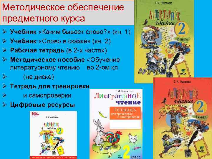 Методическое обеспечение предметного курса Ø Ø Ø Ø Учебник «Каким бывает слово? » (кн.