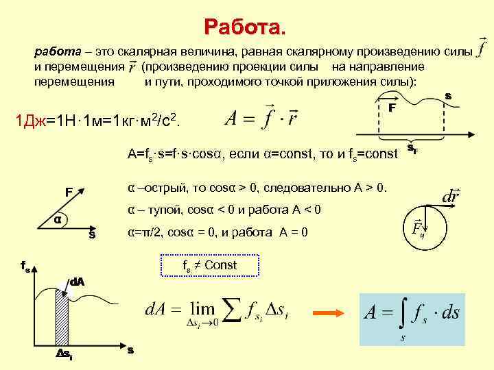 Скалярное произведение силы и перемещения