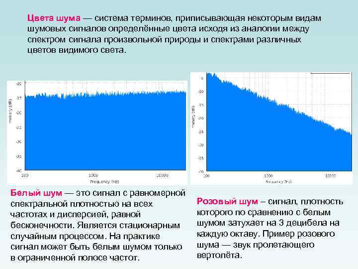 Цвета шума — система терминов, приписывающая некоторым видам шумовых сигналов определённые цвета исходя из