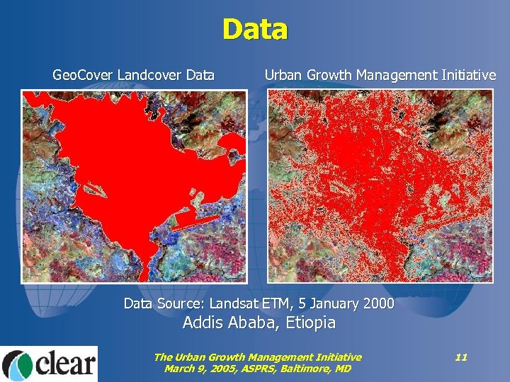 Data Geo. Cover Landcover Data Urban Growth Management Initiative Data Source: Landsat ETM, 5