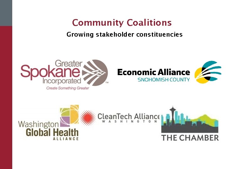 Community Coalitions Growing stakeholder constituencies 