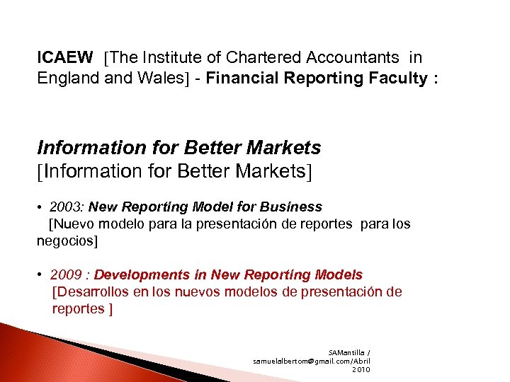 ICAEW The Institute of Chartered Accountants in England Wales - Financial Reporting Faculty :