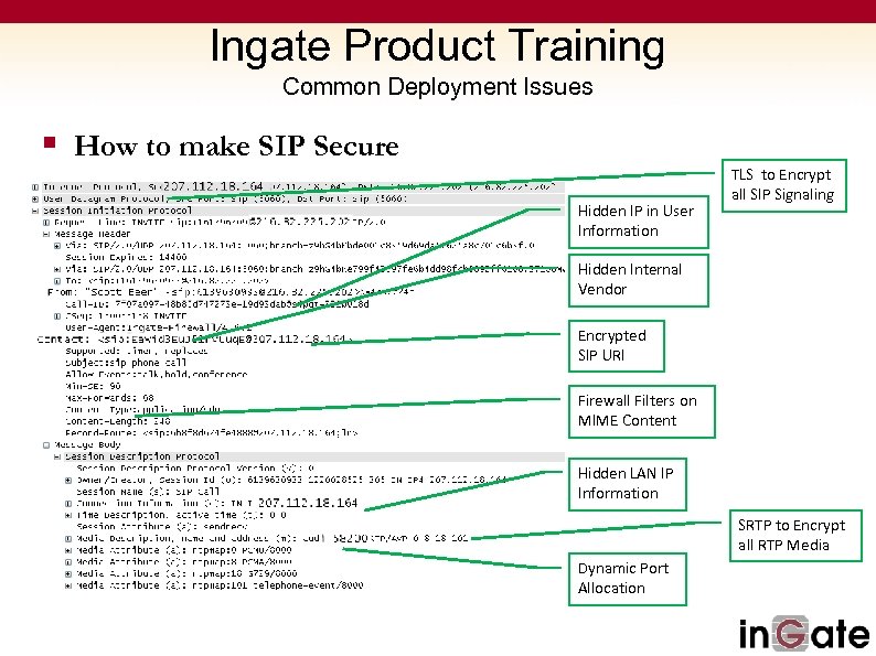Ingate Product Training Common Deployment Issues § How to make SIP Secure Hidden IP