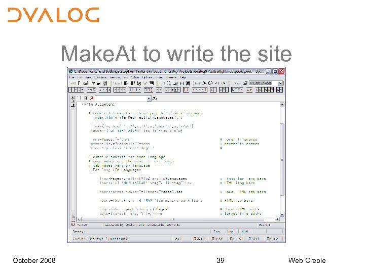 Make. At to write the site October 2008 39 Web Creole 