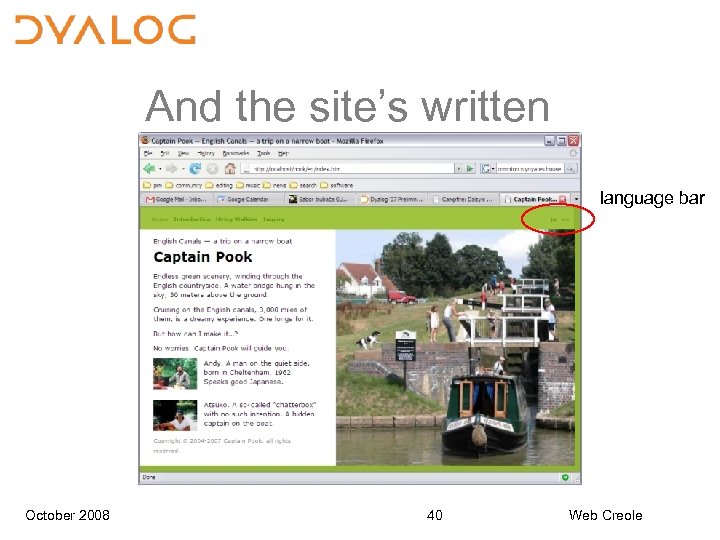And the site’s written language bar October 2008 40 Web Creole 