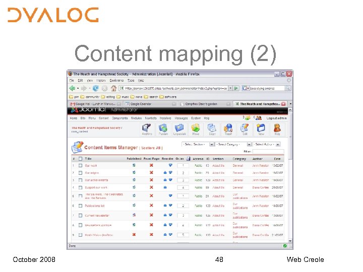 Content mapping (2) October 2008 48 Web Creole 