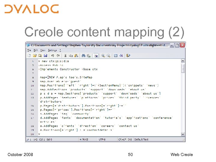 Creole content mapping (2) October 2008 50 Web Creole 