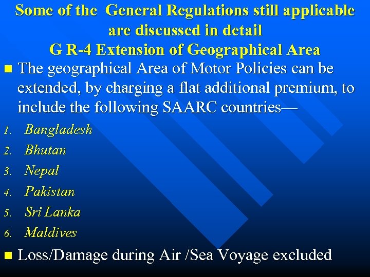 Some of the General Regulations still applicable are discussed in detail G R-4 Extension