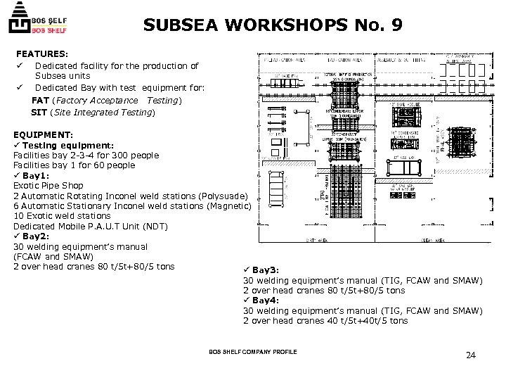 SUBSEA WORKSHOPS No. 9 FEATURES: ü Dedicated facility for the production of Subsea units