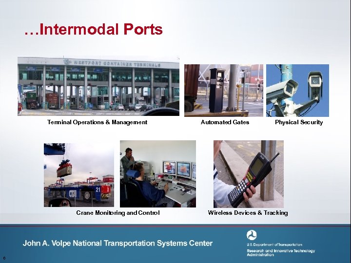…Intermodal Ports Terminal Operations & Management Crane Monitoring and Control 6 Automated Gates Physical