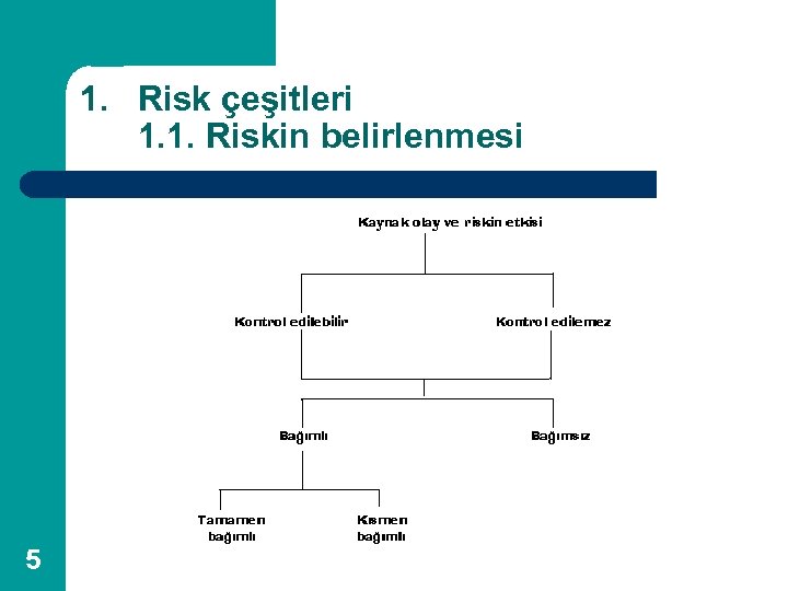 1. Risk çeşitleri 1. 1. Riskin belirlenmesi 5 