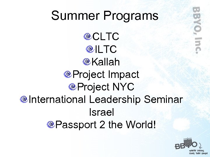 Summer Programs CLTC ILTC Kallah Project Impact Project NYC International Leadership Seminar Israel Passport