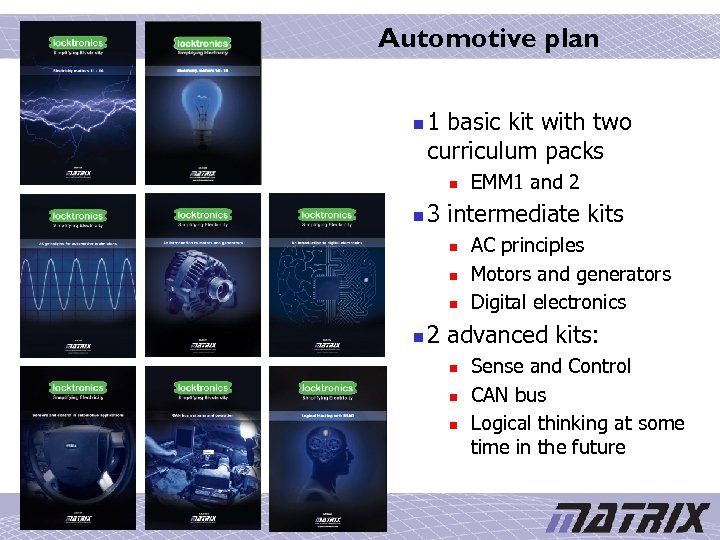 Automotive plan n 1 basic kit with two curriculum packs n n 3 intermediate