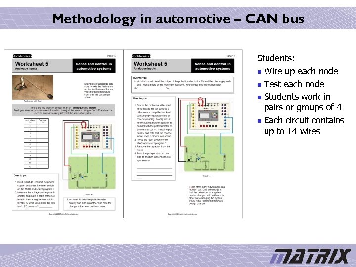 Methodology in automotive – CAN bus Students: n Wire up each node n Test