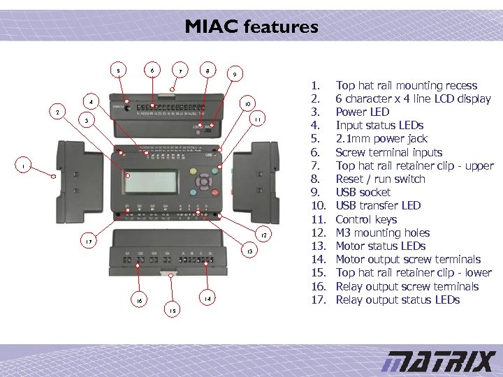 MIAC features 5 6 7 8 4 9 10 2 11 3 1 12