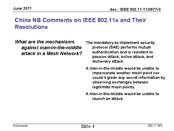 June 2011 doc. : IEEE 802. 11 -11/0877 r 0 China NB Comments on