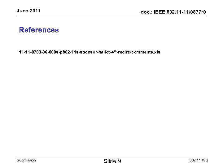 June 2011 doc. : IEEE 802. 11 -11/0877 r 0 References 11 -11 -0703