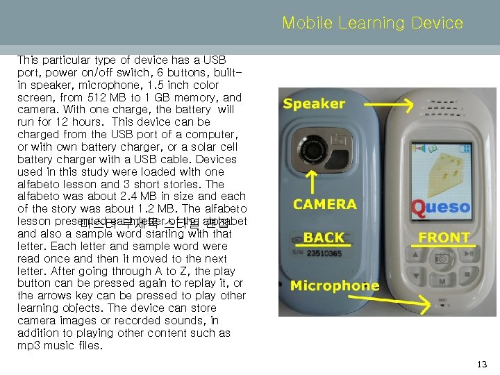 Mobile Learning Device This particular type of device has a USB port, power on/off