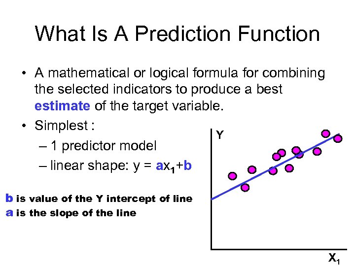 What Is A Prediction Function • A mathematical or logical formula for combining the