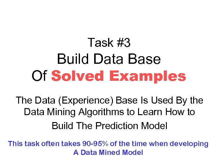 Task #3 Build Data Base Of Solved Examples The Data (Experience) Base Is Used