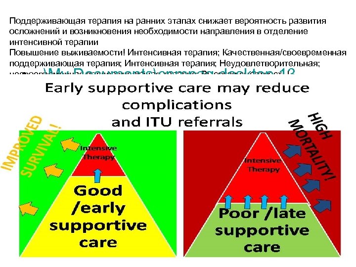 Поддерживающая терапия на ранних этапах снижает вероятность развития осложнений и возникновения необходимости направления в