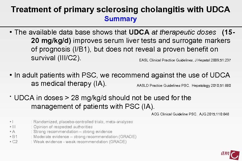Treatment of primary sclerosing cholangitis with UDCA Summary • The available data base shows