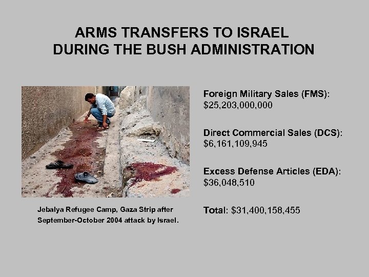 ARMS TRANSFERS TO ISRAEL DURING THE BUSH ADMINISTRATION Foreign Military Sales (FMS): $25, 203,