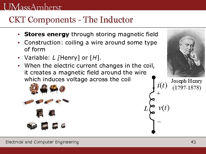 CKT Components - The Inductor • Stores energy through storing magnetic field • Construction: