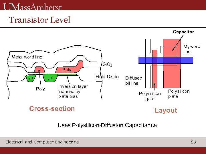 Transistor Level Capacitor M 1 word line Metal word line Poly n+ Field Oxide