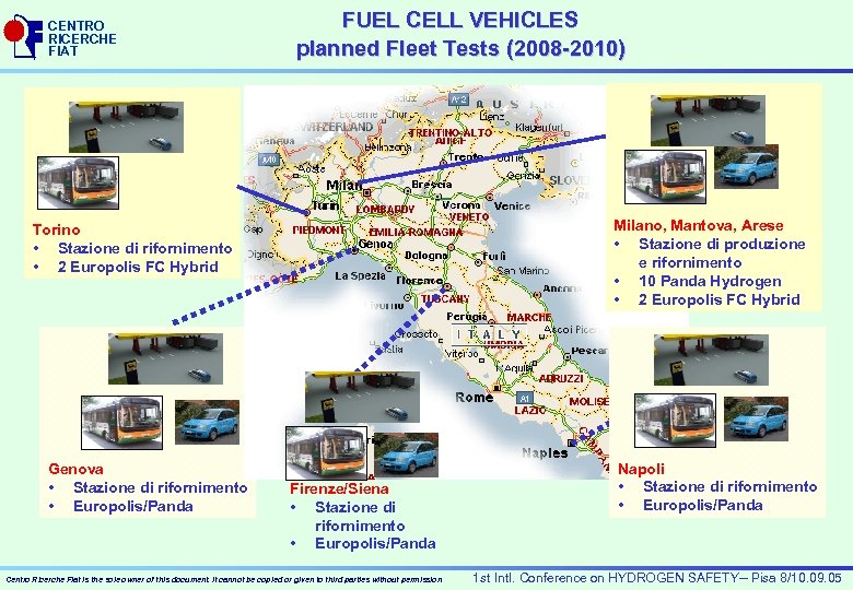 CENTRO RICERCHE FIAT FUEL CELL VEHICLES planned Fleet Tests (2008 -2010) Milano, Mantova, Arese