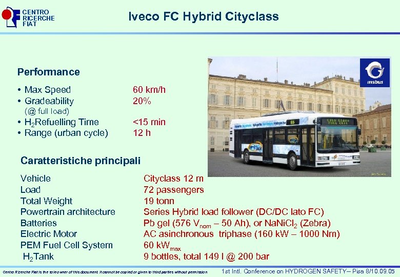CENTRO RICERCHE FIAT Iveco FC Hybrid Cityclass Performance • Max Speed • Gradeability 60