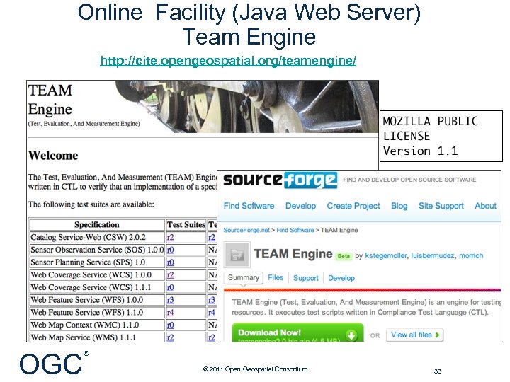 Online Facility (Java Web Server) Team Engine http: //cite. opengeospatial. org/teamengine/ OGC ® ©