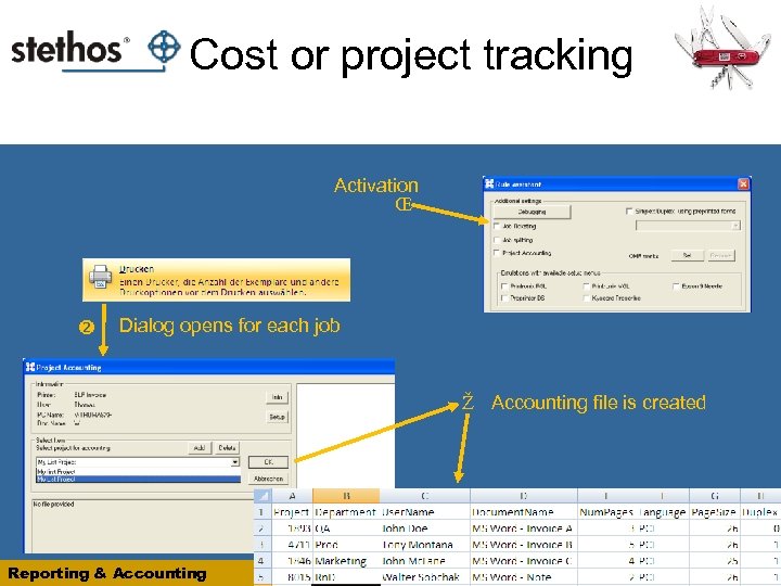 0020701028 Cost or project tracking Activation Œ Dialog opens for each job Ž Accounting