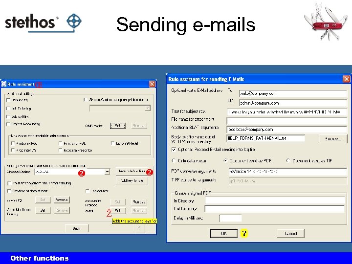 Sending e-mails Œ Ž Other functions 