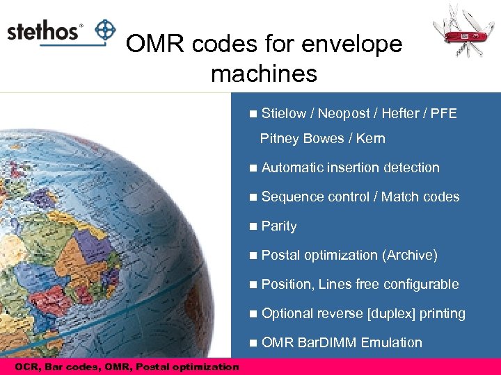 OMR codes for envelope machines n Stielow / Neopost / Hefter / PFE Pitney