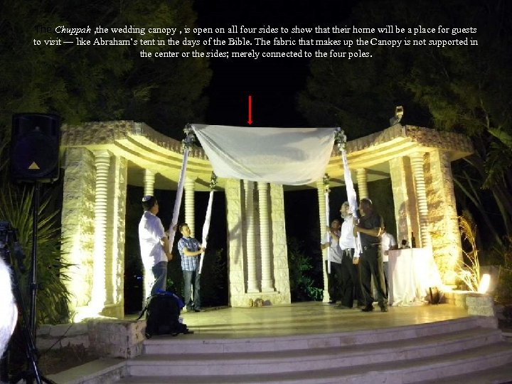 The Chuppah , the wedding canopy , is open on all four sides to