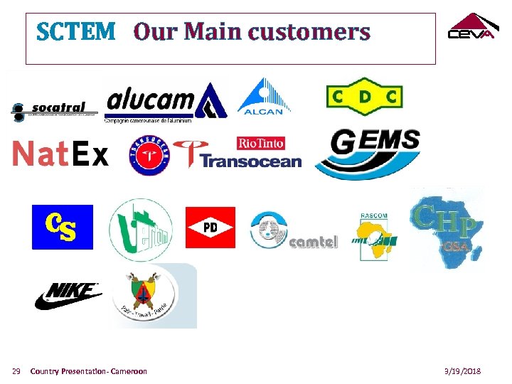 SCTEM Our Main customers 29 Country Presentation- Cameroon 3/19/2018 