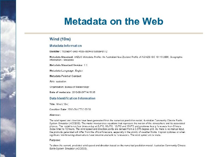 Metadata on the Web 