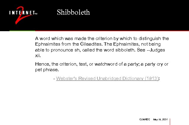 Shibboleth A word which was made the criterion by which to distinguish the Ephraimites