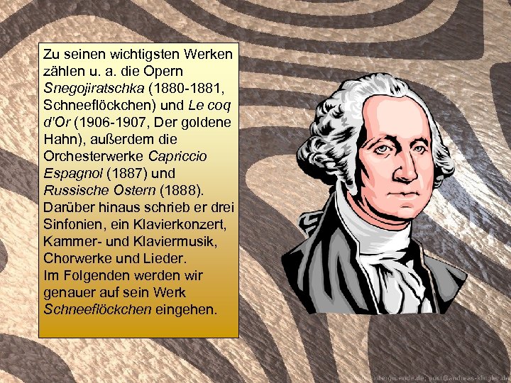 Zu seinen wichtigsten Werken zählen u. a. die Opern Snegojiratschka (1880 -1881, Schneeflöckchen) und