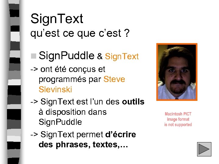 Sign. Text qu’est ce que c’est ? n Sign. Puddle & Sign. Text ->