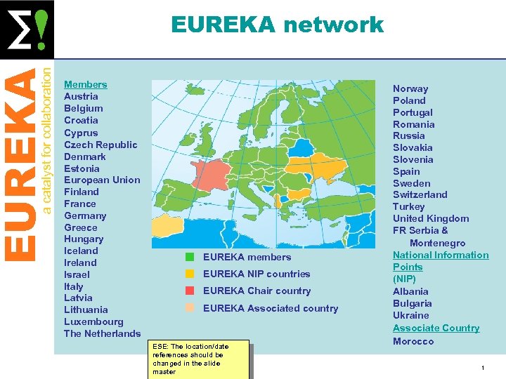 EUREKA a catalyst for collaboration EUREKA network Members Austria Belgium Croatia Cyprus Czech Republic
