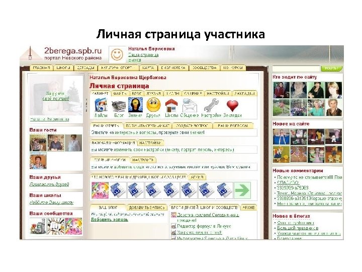 Личная страница участника 