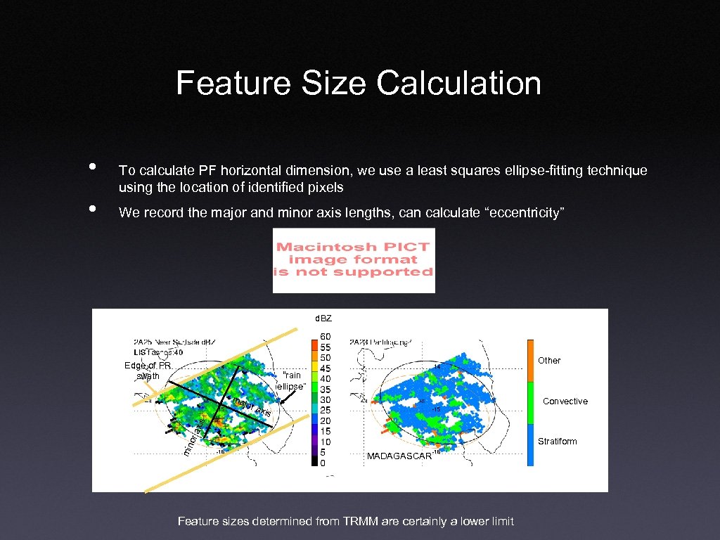 Feature Size Calculation We record the major and minor axis lengths, can calculate “eccentricity”