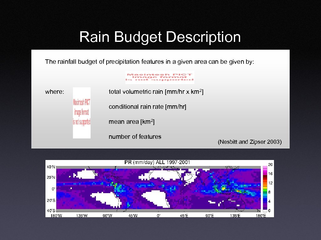 Rain Budget Description The rainfall budget of precipitation features in a given area can
