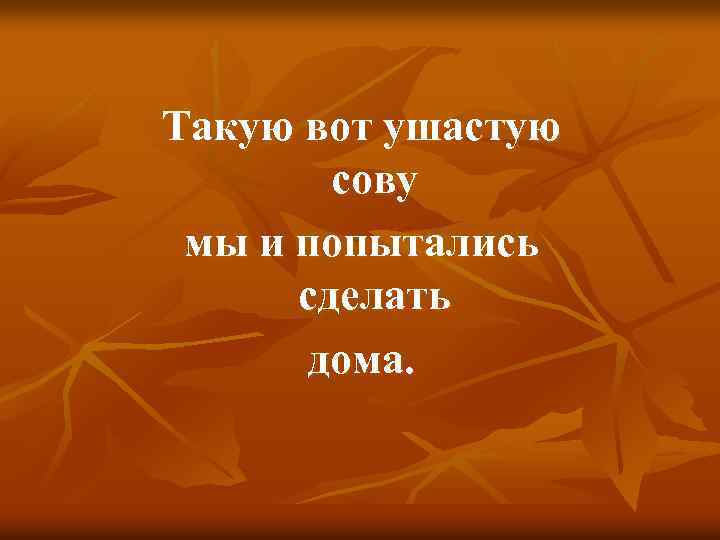 Такую вот ушастую сову мы и попытались сделать дома. 